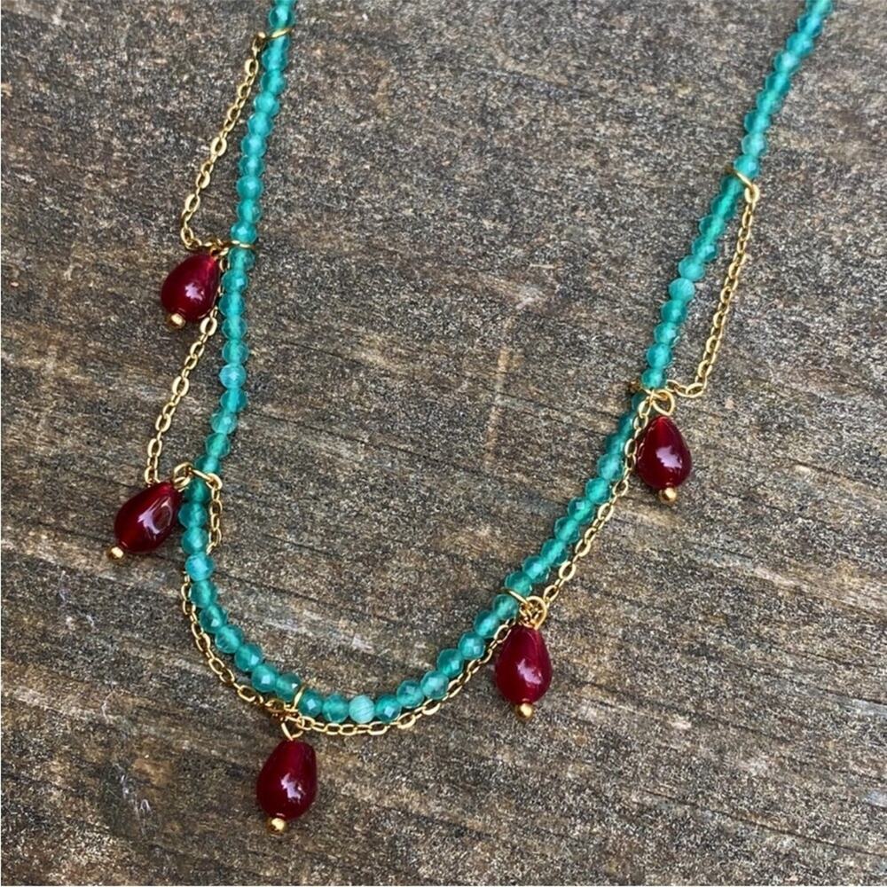 NEW Stone & Crystal Double-Strand Necklace - Picture 4 of 8